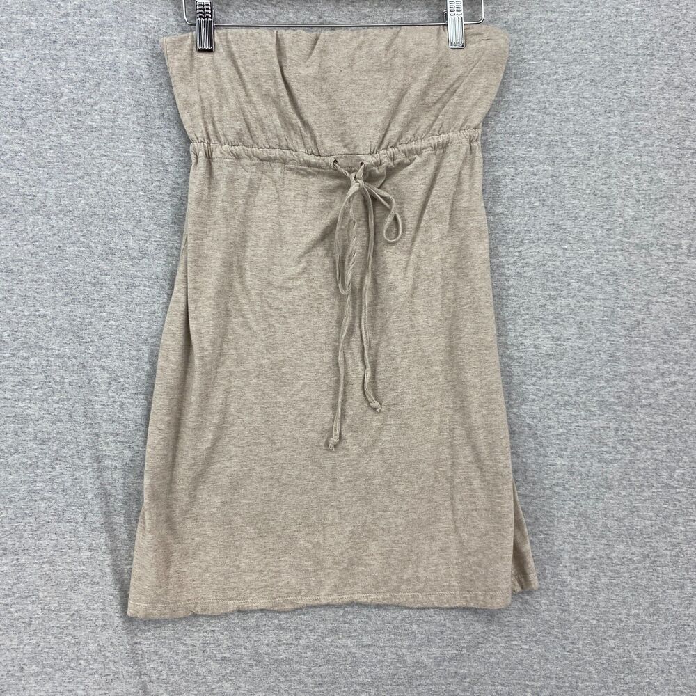 Ambiance Beige Strapless Midi Dress with Drawstring